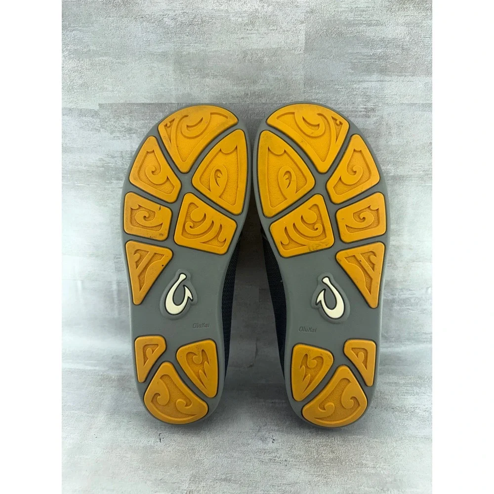 OluKai Nohea Mesh Men Sz 9.5 Grey Orange Slip On Loafers 10188-4242
